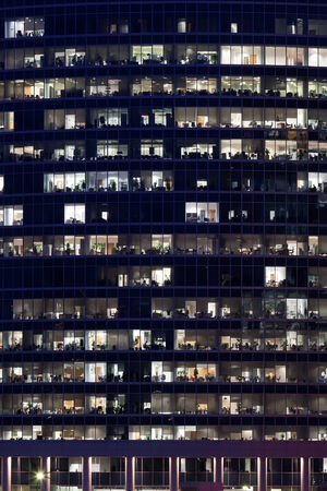 Modern Skyscrapers of Moscow City business cente at nightの写真素材