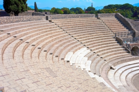 Ancient ruins of famous Pompeii Theatre, Italyの写真素材