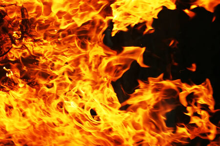 Beautiful yellow and orange hot fire on black 