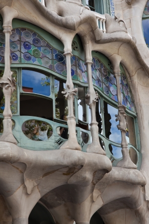 Facade of famous house Casa Batllo  by Antoni Gaudi, Barcelona, Spainのeditorial素材