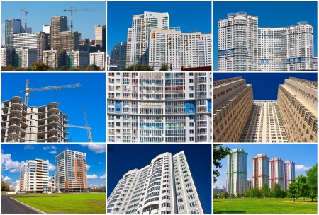 Beautiful photos of modern buildings under blue skyの写真素材