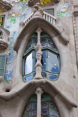 Facade of famous house Casa Batllo  by Antoni Gaudi, Barcelona, Spainの写真素材