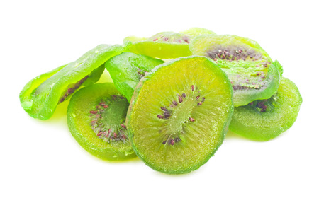 Fresh dried kiwi isolated on white backgroundの写真素材