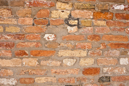 Beautiful old red brick wall texture backgroundの写真素材