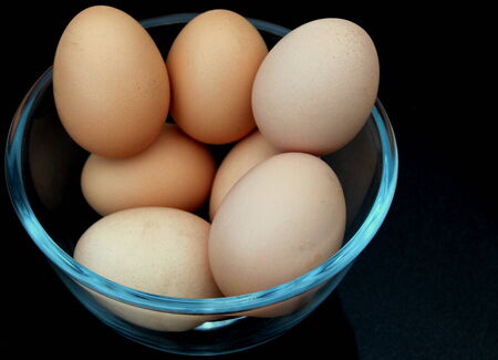 Eggs in a glass bowlの写真素材