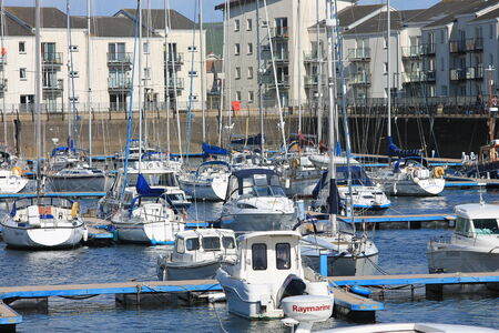 Ardrossan marina in the springtime sunshineの写真素材