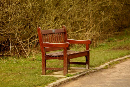 Empty park bench.の写真素材