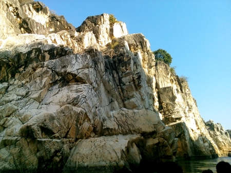 This is beautiful picture of white rocks mountain in Bhedaghat Jabalpur.