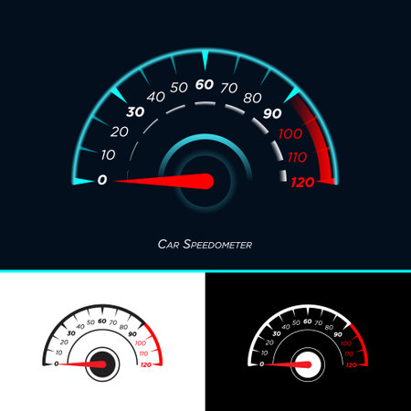 Car Speedometer or tachometer neon led light gauge arrows and bar indicatorsのイラスト素材