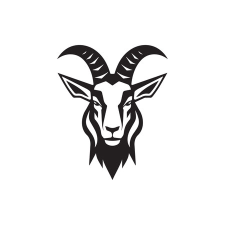 minimal goat logo silhouette icon vector templateのイラスト素材