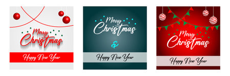 Merry christmas and happy new year banners set 3 christmas posterのイラスト素材