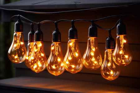 Metal lamps with bulbs close up Generative AIの素材