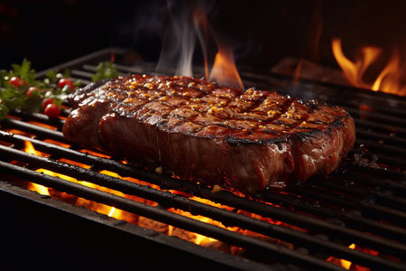Flavorful Beef Ribeye Grill Chicken Duo on Plate Generative AIの素材