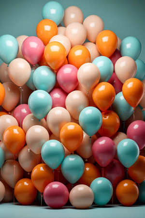 Colorful Party Display Balloon, Gifts, and Gift Box Image to Add Color to Your Event Generative AIの素材