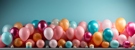 Captivating Festive Scene Balloon, Gifts, and Gift Box Image for a Captivating Event Generative AIの素材