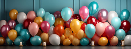Playful Festive Arrangement Balloon, Gifts, and Gift Box Image to Add Playfulness Generative AIの素材