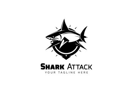 Aggressive powerful and minimal shark logo icon vector templateのイラスト素材