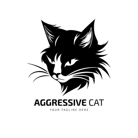 Aggressive cat vector templateのイラスト素材