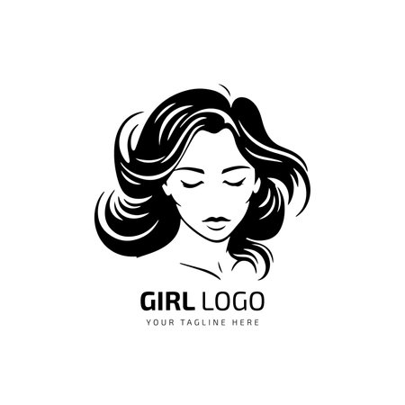 Girl logo symbol design and Unique icon layout for beauty and fashion business Vectorのイラスト素材