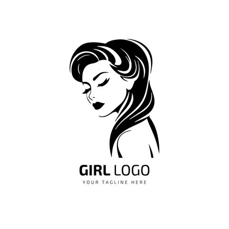 Beautiful woman portrait and Unique icon layout for beauty and fashion business Vectorのイラスト素材