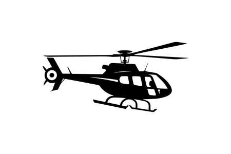 Helicopter silhouette in black vector graphicのイラスト素材