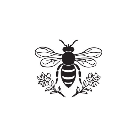 Honey Bee icon, honey bee silhouette vectorのイラスト素材