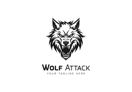Aggressive and Danger Wolf logo icon set Modern black wolf logo collectionのイラスト素材