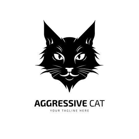 Aggressive cat silhouette design vector templateのイラスト素材