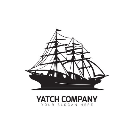 heavy yatch or ship logo icon vector templateのイラスト素材