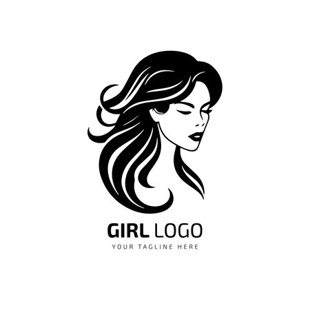 Jewelry logo symbol design with beautiful woman portrait and Unique icon layout for beautyのイラスト素材
