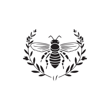 Black cute honey bee silhouette vectorのイラスト素材