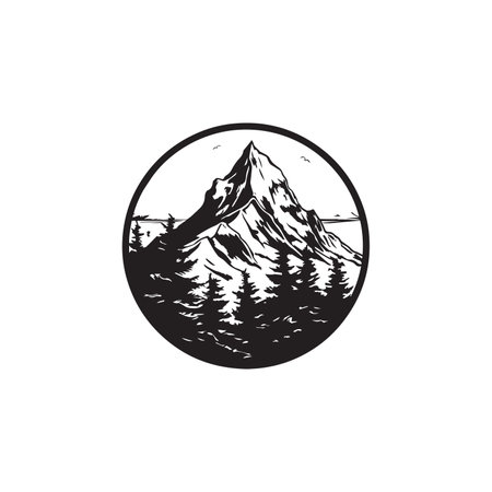 Mountain vector.Mountain range silhouette isolated vector illustration. Mountains silhouetteのイラスト素材