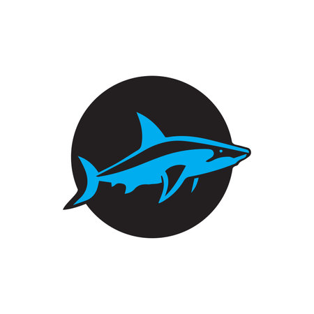 shark logo icon in circle vectorのイラスト素材
