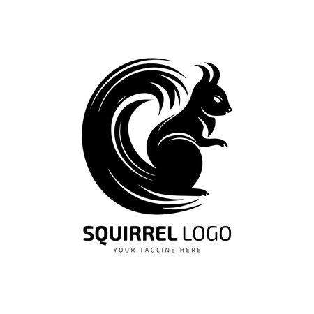 Squirrel logo silhouette vector template and white backgroundのイラスト素材