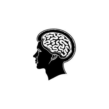 Human brain isolated silhouette vector iconのイラスト素材