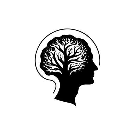 Silhouette brain vector isolated on white backgroundのイラスト素材