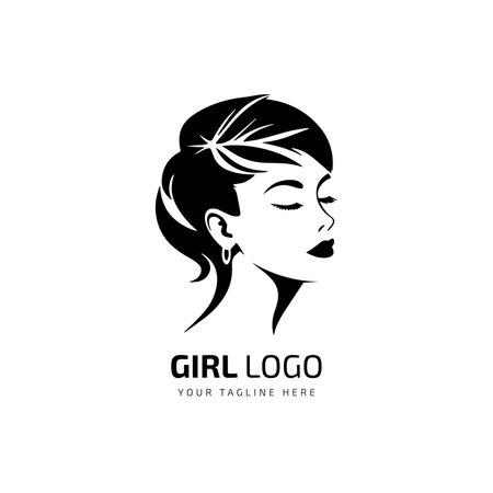 woman logo symbol design with beautiful woman portrait and Unique icon layout for beauty and business Vectorのイラスト素材
