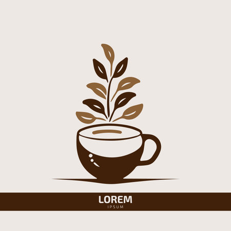 Tea cup or coffee shop logo icon vector with leavesのイラスト素材