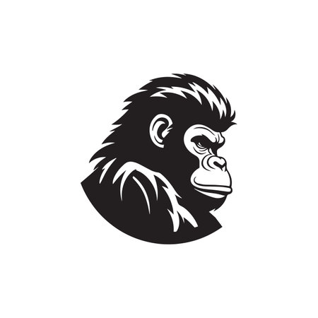 Gorilla vector illustration head evil ferocious gorilla mascot minimal logoのイラスト素材