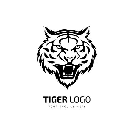Tiger head Silhouette of a tiger head isolated Vectorのイラスト素材