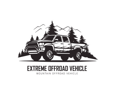 mountain extreme off road vehicle logo silhouette vectorのイラスト素材