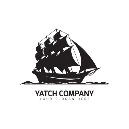 heavy yatch or ship logo silhouette icon vector templateのイラスト素材