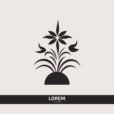 flower plant minimal logo with leaves branchesのイラスト素材