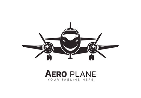 aeroplane minimal logo silhouette vectorのイラスト素材