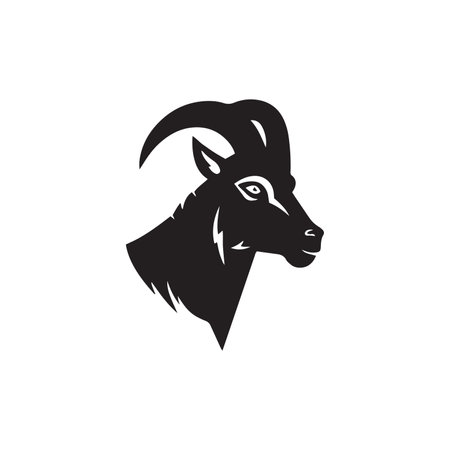Stylized silhouette face goat vector wild animal logo icon templateのイラスト素材