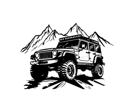 mountain extreme off road vehicle logo silhouetteのイラスト素材