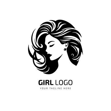 Jewelry logo symbol design with beautiful woman portrait and Unique icon layout for beauty and fashion business Vector illustrationのイラスト素材