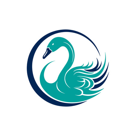 Swan logo icon in circleのイラスト素材