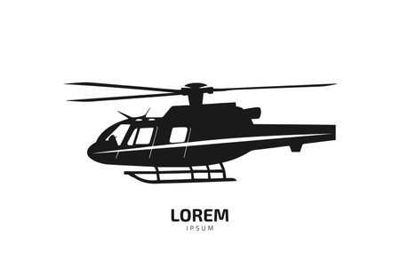 Silhouette of a helicopter vector illustration isolated on white backgroundのイラスト素材
