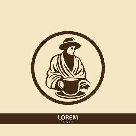 Tea or coffee shop logo girl making coffee vector logoのイラスト素材